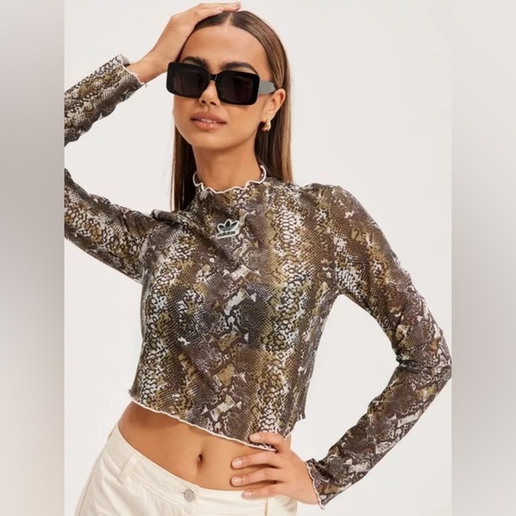 adidas Tops - ADIDAS mesh snake print mock neck top small euc